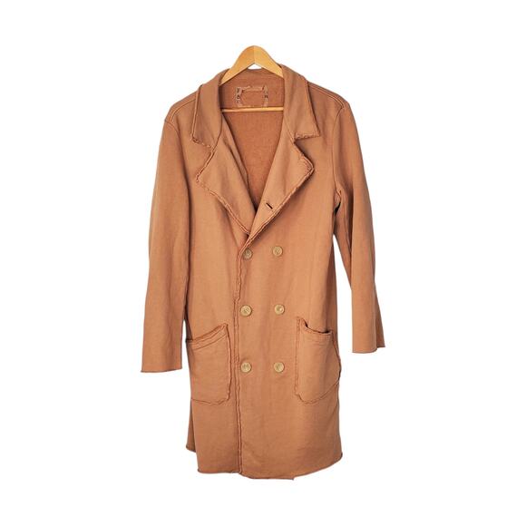 Frank & Eileen Belfast Sweatshirt Trench Coat Camel Triple Fleece Large FLAW - Picture 4 of 14